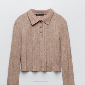 Soft Feel Zara Cropped Polo Heather Beige Taupe Neutral